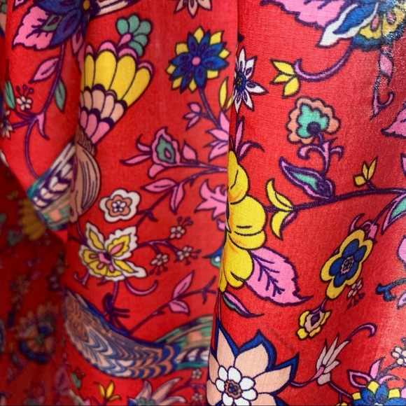 R. Vivimos Floral Peacock Boho Style Short sleeve Dress - Picture 10 of 12